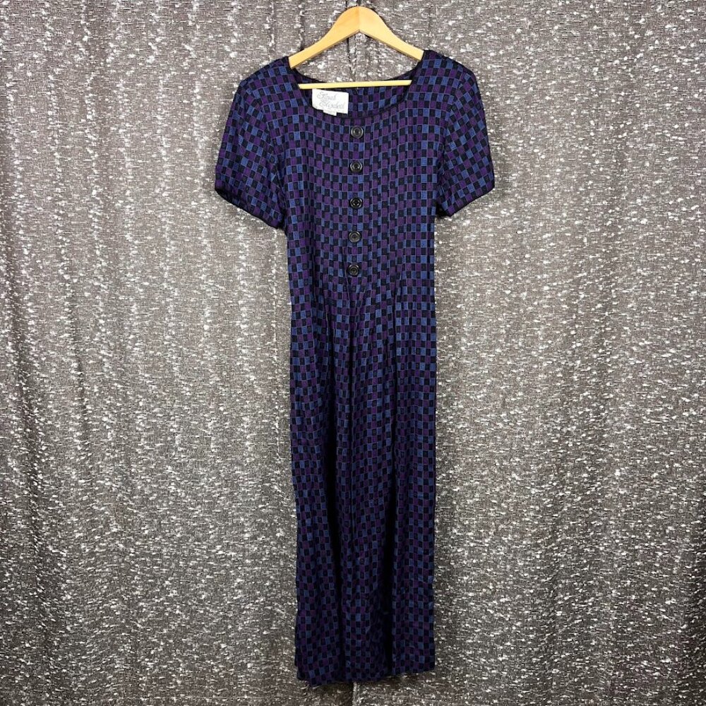 Sarah Elizabeth Blue‎ and Purple Checkered Design Dress